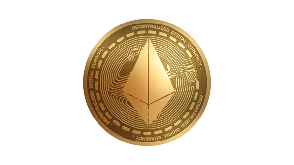 금으로 Render Gold Ethereum Eth Cryptocurrency Sign Isolated White Background — 스톡 사진