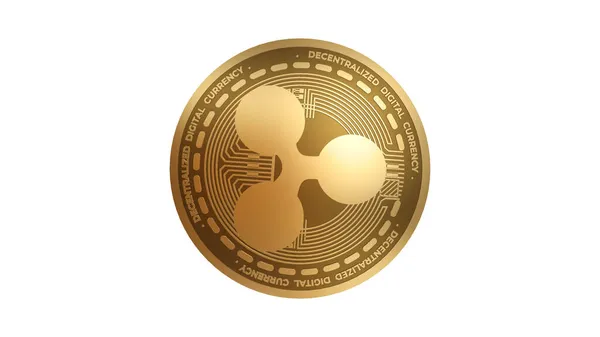 Render Gold Ripple Xrp Cryptocurrency Sign Isolated White Background — Stock Photo, Image