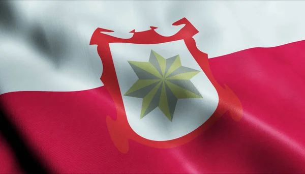 Illustration Waving Poland City Flag Szczuczyn — Stock Photo, Image