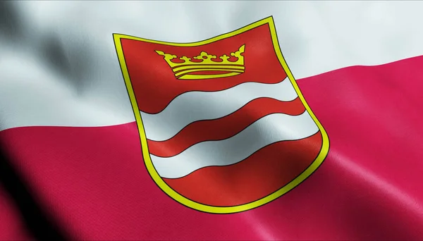 ポーランドの都市の旗の3Dイラスト Drzewica — ストック写真