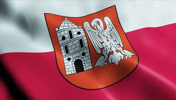 Illusztráció Egy Hullámzó Lengyel Város Zászlaját Czerniejewo — Stock Fotó