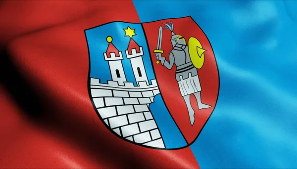 Ilustración Una Ciudad Polonia Ondeando Bandera Kamienna Gora — Foto de Stock