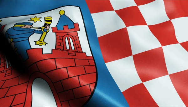 Ilustração Uma Cidade Polonesa Acenando Bandeira Kalisz — Fotografia de Stock