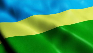 Polonya 'nın Betchatow şehir bayrağının 3D görüntüsü