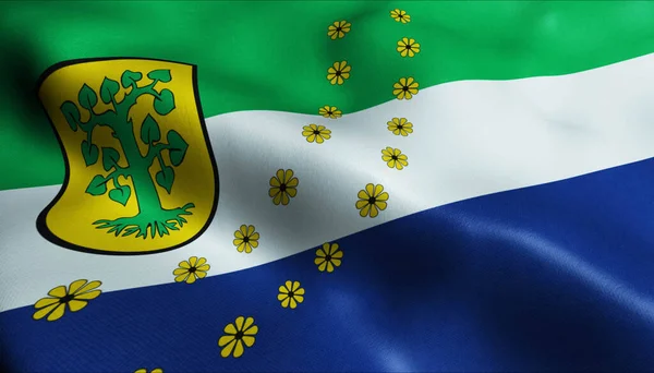 ポーランドの都市旗の3Dイラスト Borne Sulinowo — ストック写真