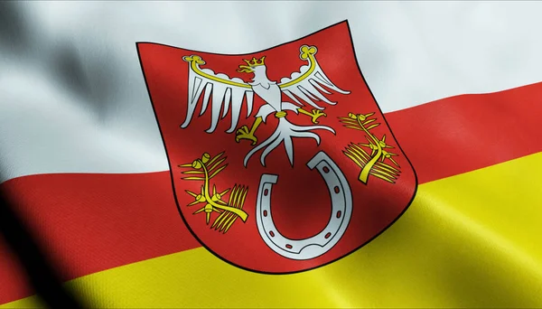 波状ポーランドの都市の旗の3Dイラスト Sulkowice — ストック写真