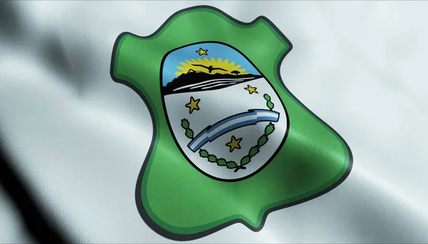 阿根廷城市Ushuaia旗帜飘扬的3D图像 — 图库照片
