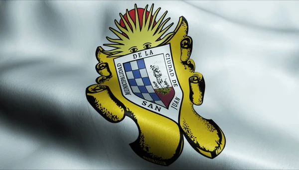 阿根廷圣胡安市旗帜飘扬的三维图像 — 图库照片
