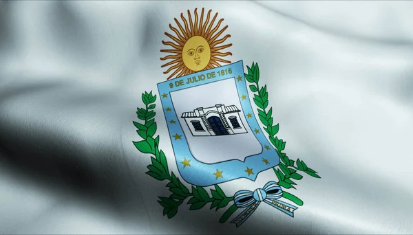 サンミゲル トゥクマンの波状アルゼンチンの旗の3Dイラスト — ストック写真