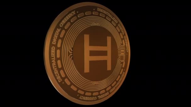 Rotating Hedera Hbar Cryptocurrency Coin Seamless Looping Animation Mov — 图库视频影像