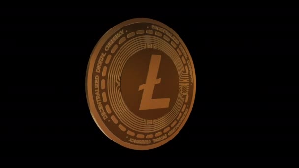 Rotating Litecoin Ltc Cryptocurrency Coin Seamless Looping Animation Mov — Stockvideo