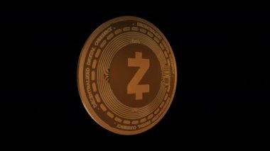3D Dönen Zcash ZEC Şifreleme Parası Kusursuz Döndürme Canlandırması.mov
