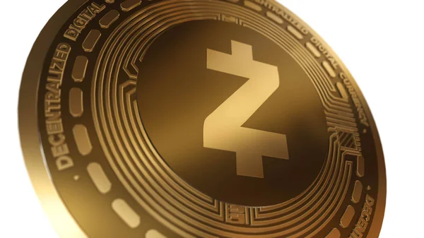 Golden Cryptocurrency Zcash Zec Sign Elszigetelt Fehér Háttér — Stock Fotó