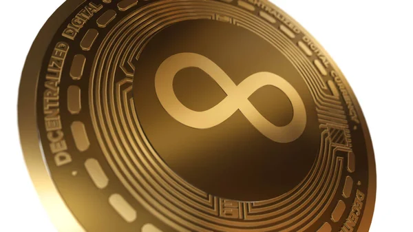 Golden Cryptocurrency Van Internet Computer Icp Sign Geïsoleerd Een Witte — Stockfoto