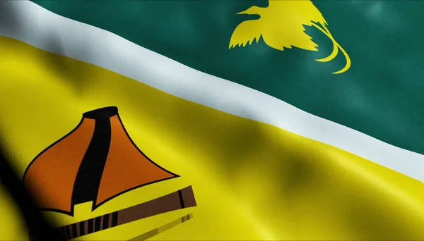 巴布亚新几内亚吉瓦卡省旗帜飘扬的三维图像 — 图库照片