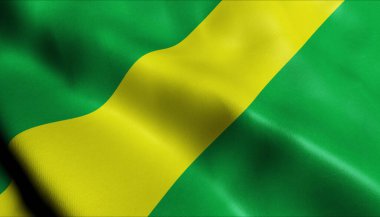 3D Illustration of waving Peru Department flag of Madre de Dios