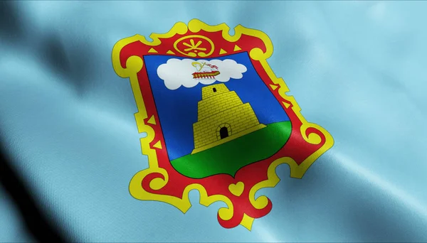 Illustration Waving Peru Province Flag Huamanga — стоковое фото