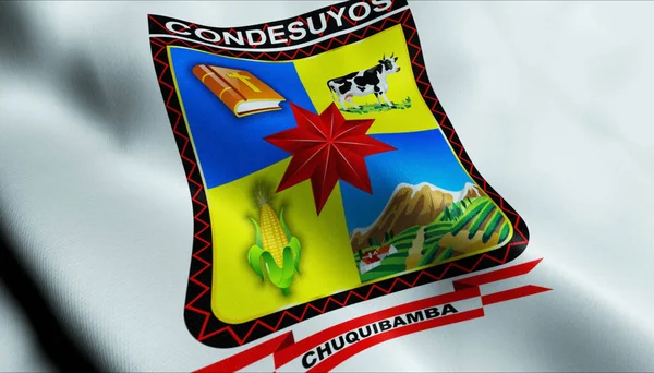 Απεικόνιση Του Κυματίζει Σημαία Της Επαρχίας Του Περού Condesuyos — Φωτογραφία Αρχείου