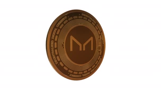 Rotating Maker Mkr Cryptocurrency Coin Seamless Looping Animation — Vídeo de stock