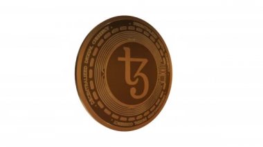 3D Dönen Tezos XTZ Şifreleme Parası Kusursuz Döndürme Animasyonu