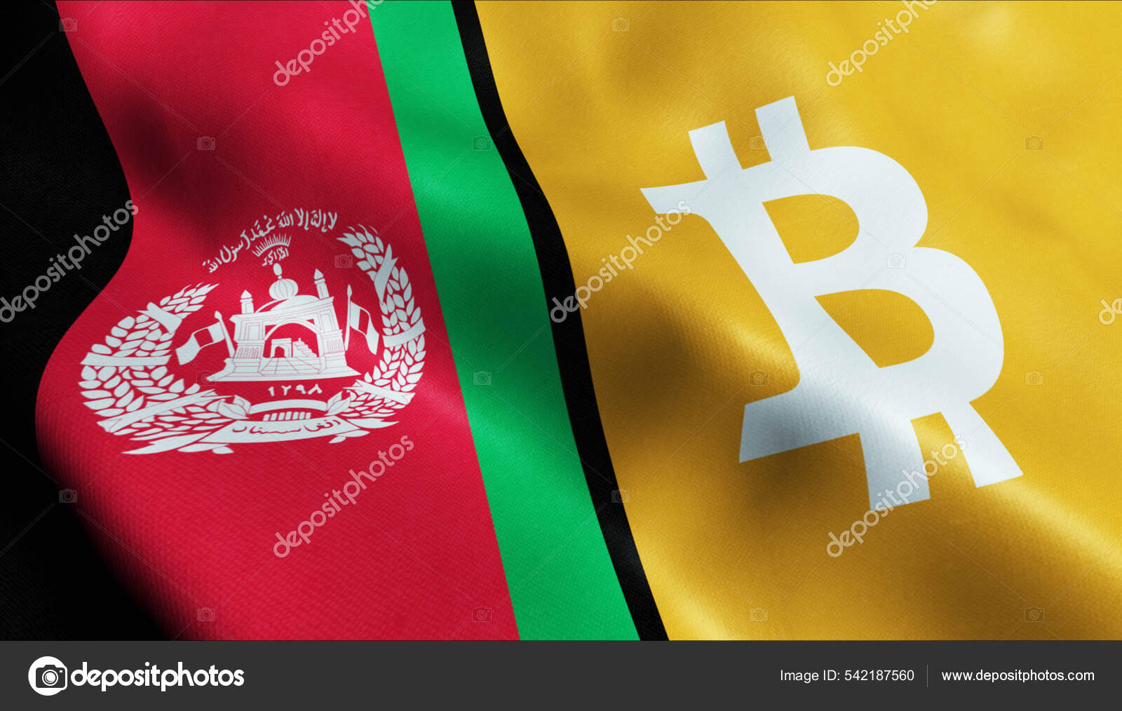 Ilustración Bitcoin Ondeando Bandera Afganistán — Foto editorial de stock  #542187560 ©AhmedZaggoudi