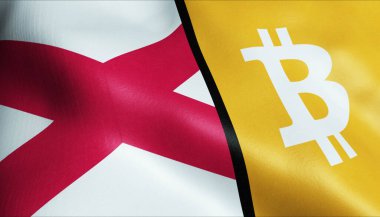 3 boyutlu Bitcoin ve Saint Patrick bayrağı sallama