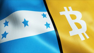 3 boyutlu Bitcoin ve Honduras bayrağı sallama