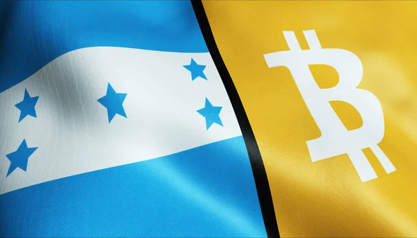 3 boyutlu Bitcoin ve Honduras bayrağı sallama