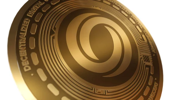 Golden Cryptocurrency Oasis Network Rose Sign Elszigetelt Fehér Háttér — Stock Fotó
