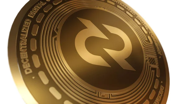 Golden Cryptocurrency Decred Dcr Sign Elszigetelt Fehér Háttér — Stock Fotó