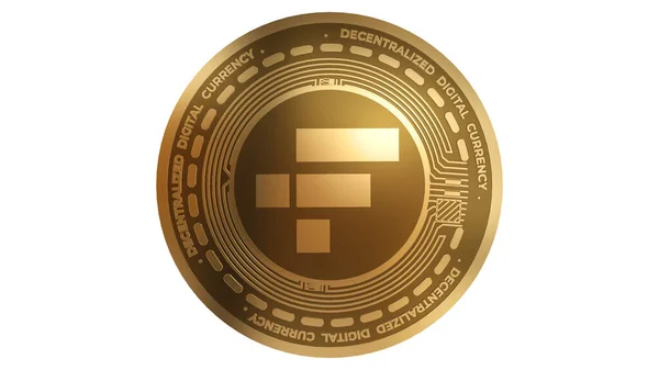 Render Gold Ftx Token Ftt Cryptocurrency Sign Geïsoleerd Een Witte — Stockfoto