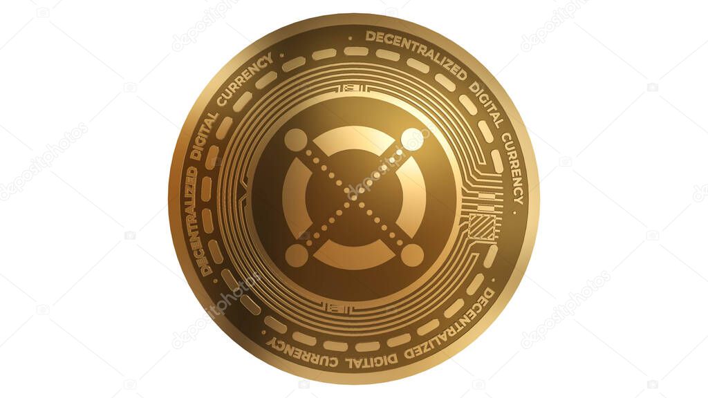 3D Render of Gold Elrond EGLD Cryptocurrency Sign Isolated on a White Background