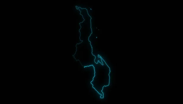 乌黑背景的马拉维发光轮廓摘要图 — 图库照片