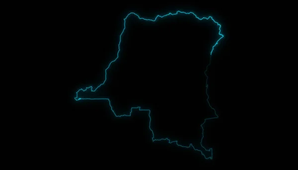 Абстрактна Мапа Обрисах Демократичної Республіки Конго Світить Чорним Фоном — стокове фото