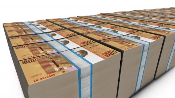 Stapel Van 500 Angola Kwanza Geld Bankbiljet — Stockvideo