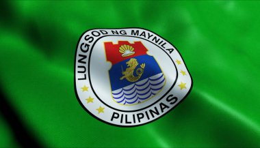 Manila 'nın Filipinler şehir bayrağının 3D görüntüsü