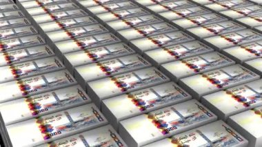 1000 Cezayir Dinarı 'nın 3D Animasyonu Kusursuz Döngü Para Yığını