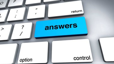 Cevap metniyle birlikte bilgisayar klavyesi tuşu