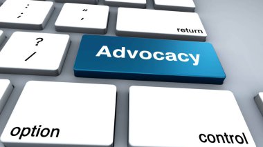 Computer keyboard key with the word Advocacy text