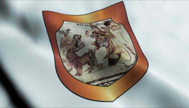 Kosova şehir bayrağını sallayan 3D Görüntü