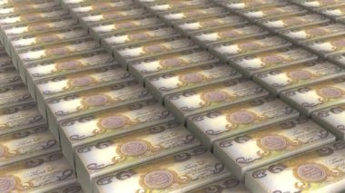 3D Animation of 1000 Dinar Iraq Banknotes Money Stack Seamless Loop