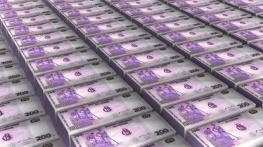 200 Kongo Demokratik Cumhuriyeti 'nin 3D Animasyonu Banknotlar Para Yığını Kusursuz Döngü