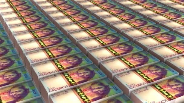 Animation 2000 Cape Verde Escudos Banknotes Money Stack Seamless Loop — Stock video