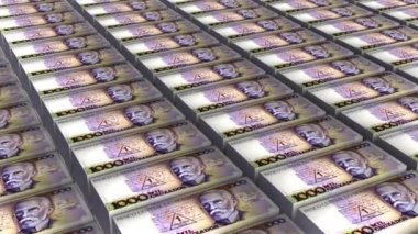 1000 Brezilya Cruzeiros Banknotes Para Yığınsız Döngüsü 'nün 3D animasyonu