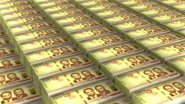 Animation 10000 Burundi Francs Banknotes Money Stack Seamless Loop — Stockvideo