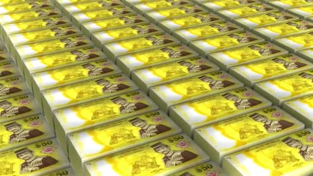 Анимация Бруней Ринггит Банкноты Денежный Стек Бесшовный Петля — стоковое видео