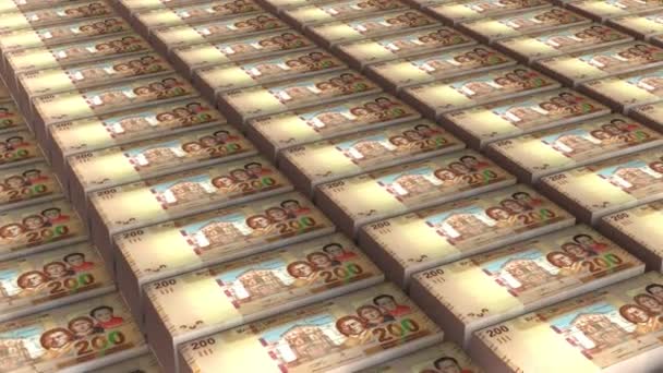 Animación 200 Bolivia Bolivianos Billetes Dinero Pila Inconsútil Bucle — Vídeos de Stock