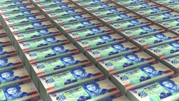 Animation 100 Belize Dollars Banknotes Money Stack Seamless Loop — Stockvideo