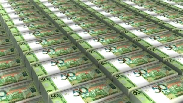 Animation Belarus Roubles Banknotes Money Stack Seamless Loop — стоковое видео
