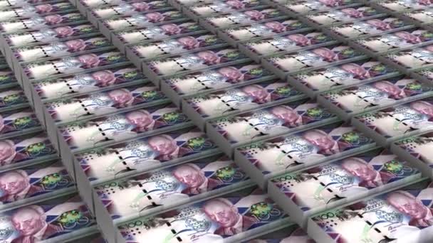 Animation 100 Bangladeshi Dollars Banknotes Money Stack Seamless Loop — Vídeos de Stock